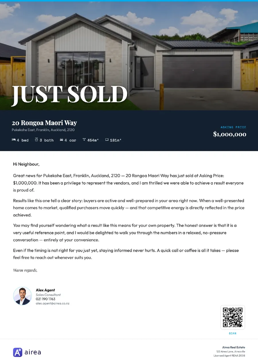 Just sold letter made in Airea